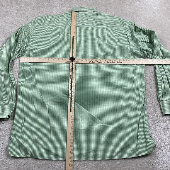 Ermenegildo Zegna Shirt Mens XL Green Gingham Check Long Sleeve Made Italy - Picture 4 of 7